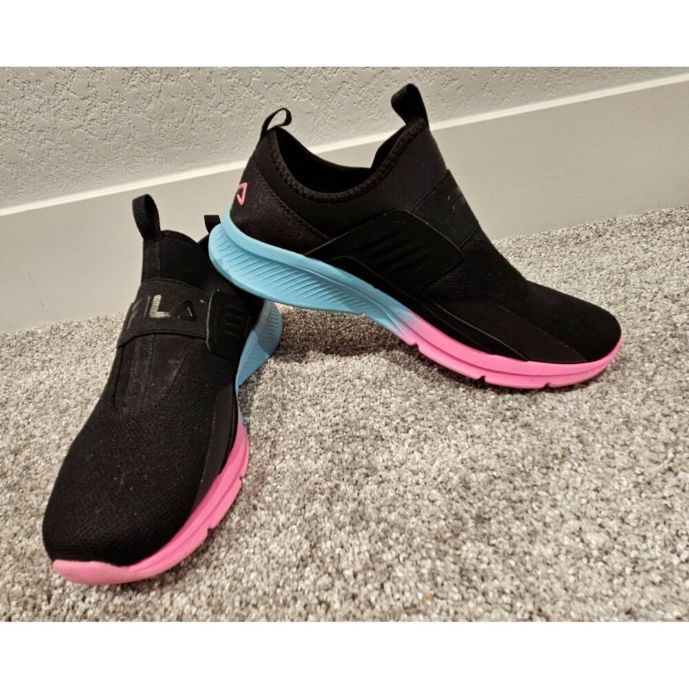 Fila Accolade EVO 2 Woman Size 10 Black Canvas Slip On Athletic Running Shoes